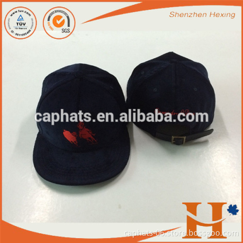 Corduroy blank cap flat unstructured 6 panel hat with your own logo